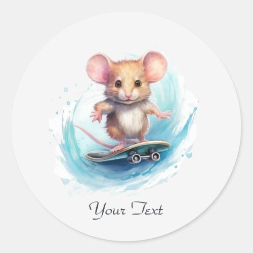 Watercolor Skateboard Mouse Sticker