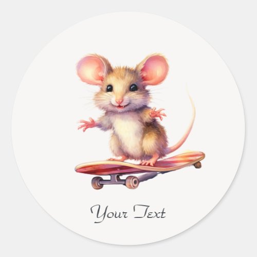 Watercolor Skateboard Mouse Sticker