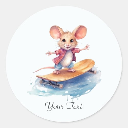 Watercolor Skateboard Mouse Sticker