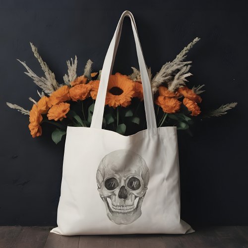 Watercolor Skeleton Head Gothic Custom Monogram Tote Bag