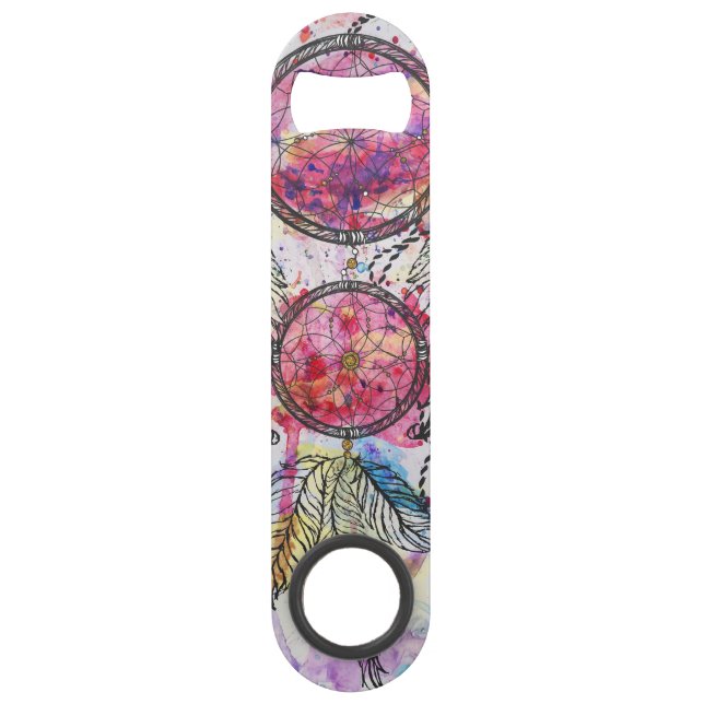 Watercolor sketch Dreamcatcher “Chase your Dreams” Speed Bottle Opener (Front)