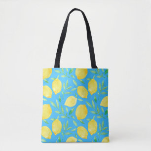 Watercolor Sketch Lemons Seamless Design Tote Bag