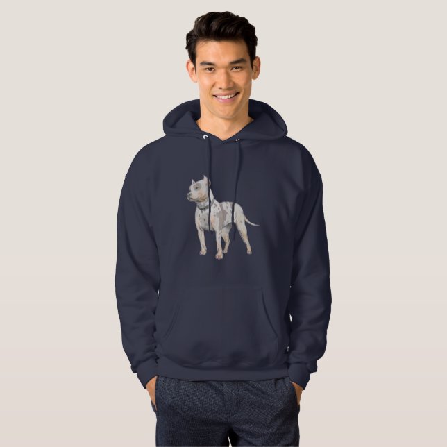 Watercolor Sketch Pit Bull Dog Hoodie (Front Full)