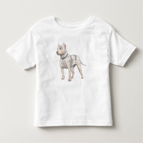 Watercolor Sketch Pit Bull Dog Toddler T_shirt