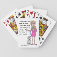 Watercolor sketch Woman Three Signs of Aging  Playing Cards