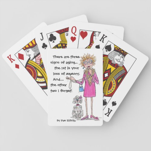 Watercolor sketch Woman Three Signs of Aging  Poker Cards