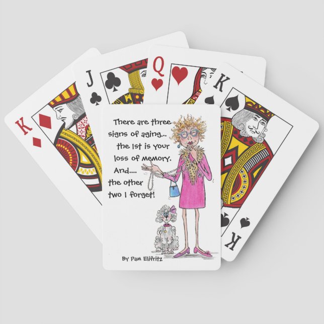 Watercolor sketch Woman Three Signs of Aging  Poker Cards (Back)