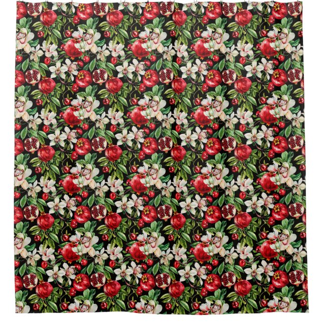 Watercolor sketched detailed elegant pattern of da shower curtain (Front)