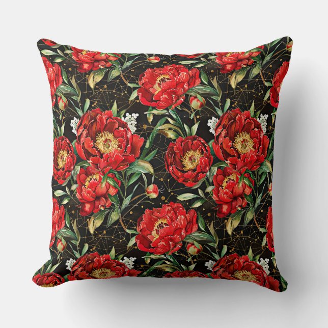 Watercolor sketched detailed pattern of delightful throw pillow (Front)