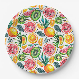 Watercolor sketched detailed pattern of Dragon fru Paper Plates