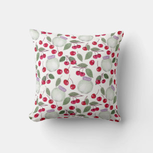 Watercolor sketched red cherries cherry jam jar wh throw pillow