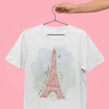 Watercolor Sketchy Doodle Eiffel Tower T-shirt by SimplyPutByRobin at Zazzle
