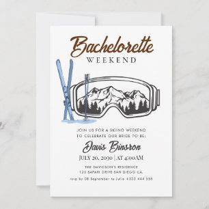 watercolor skiing bachelorette weekend invitation