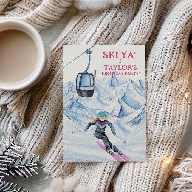 Watercolor Skiing Party Invitation (Creator Uploaded)