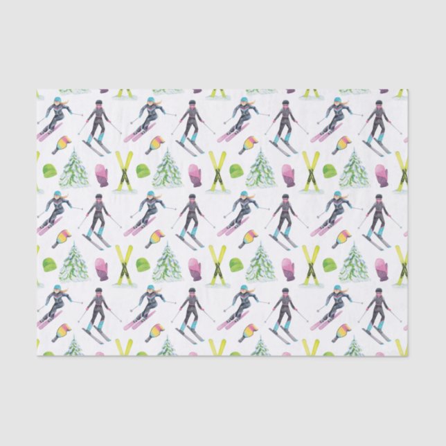 Watercolor Skiing Tissue Paper (Front)