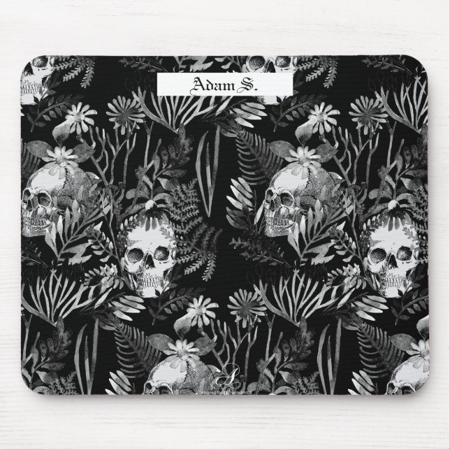 Watercolor Skull Garden Mouse Pad (Front)