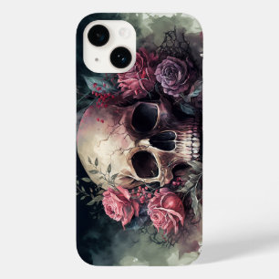 Watercolor Skull Grunge Aesthetic Floral Artwork Case-Mate iPhone 14 Case