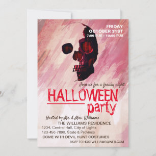 Watercolor Skull Pink Painted Halloween Art Invitation