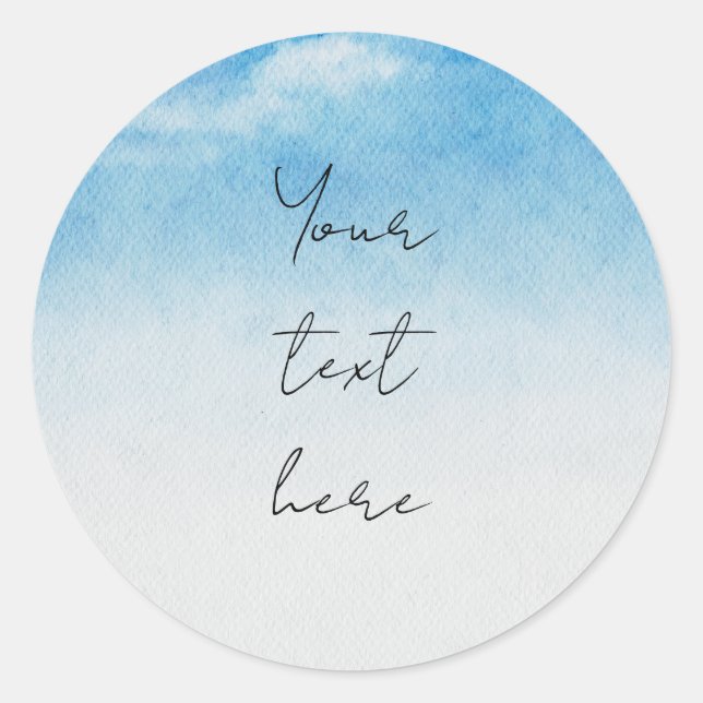 Watercolor Sky Baby Shower, Birthday Classic Round Sticker (Front)