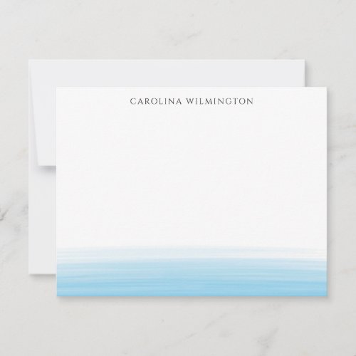Watercolor Sky Blue Modern Personal Note Card