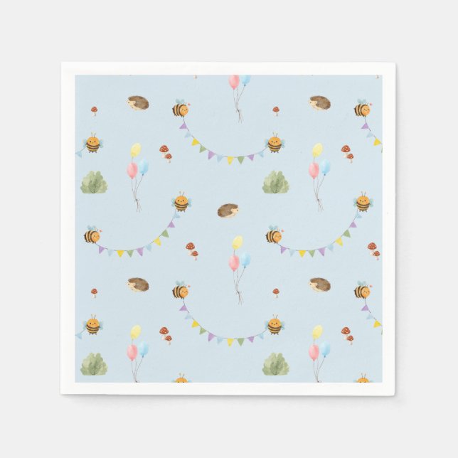 Watercolor sky blue  napkins (Front)