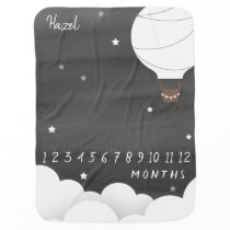 Watercolor Sky Hot Air Balloon Baby Milestone Baby Blanket Watercolor Sky Hot Air Balloon Baby Milestone Baby Blanket