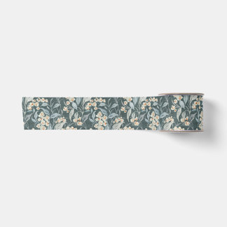 Watercolor Slate Gray Botanical Eucalyptus Leaves Satin Ribbon