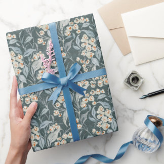 Watercolor Slate Gray Botanical Eucalyptus Leaves Wrapping Paper