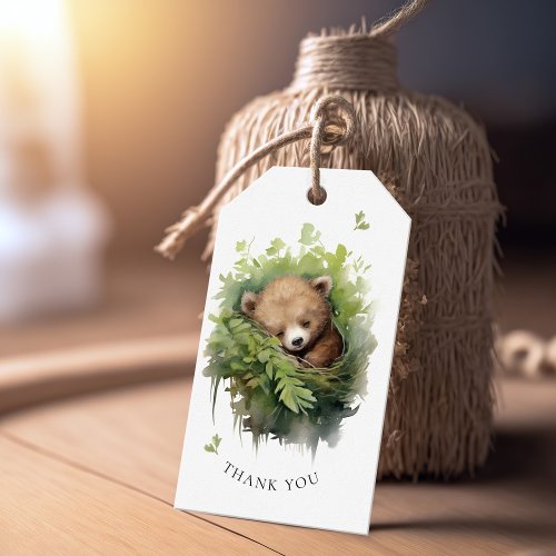 Watercolor Sleeping Bear Baby Shower Gift Tags