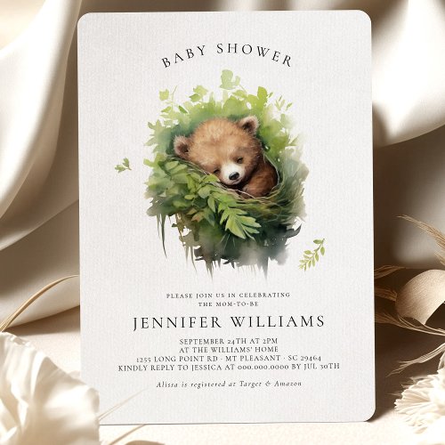 Watercolor Sleeping Bear Baby Shower Invitation