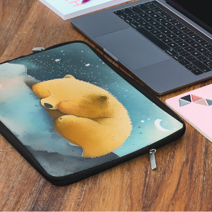 Watercolor Sleeping Bear Laptop Sleeve