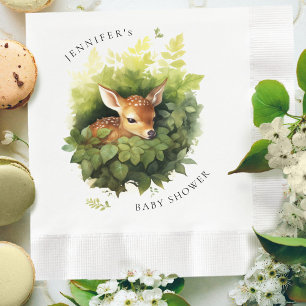 Watercolor Sleeping Deer Baby Shower Napkins