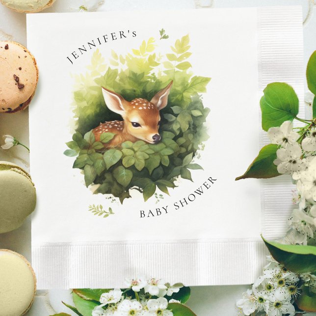 Watercolor Sleeping Deer Baby Shower Napkins (Creator Uploaded)