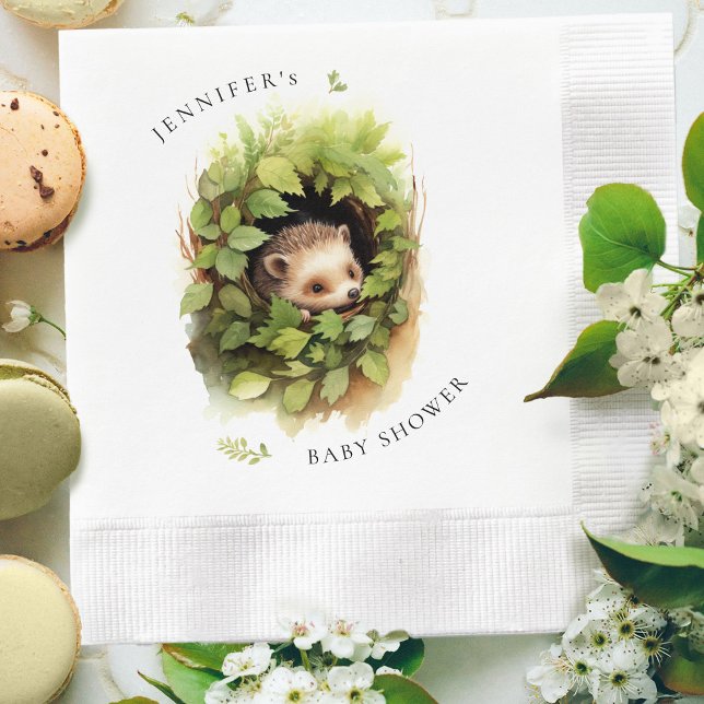 Watercolor Sleeping Hedgehog Baby Shower Napkins (Creator Uploaded)