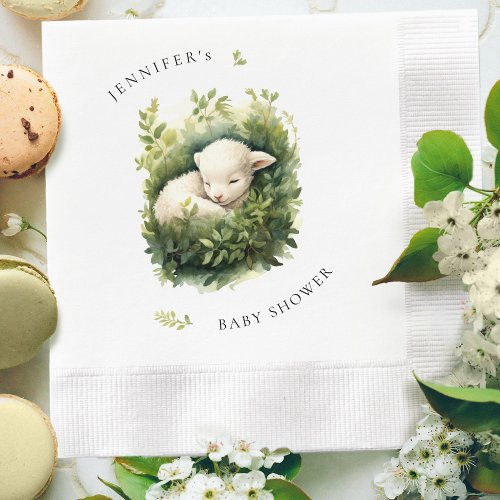 Watercolor Sleeping Lamb Baby Shower Napkins