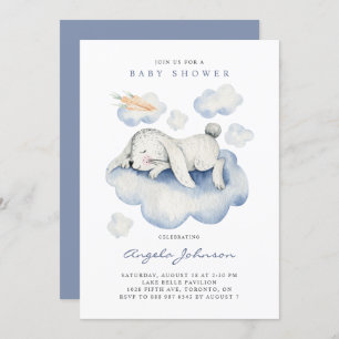 Watercolor Sleeping Rabbit It's a Boy Baby Shower Invitation
