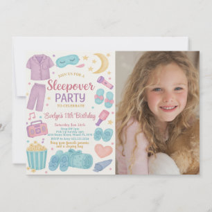 Watercolor Sleepover Birthday Invitation for Girls