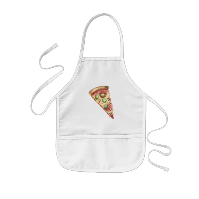 Watercolor slice pizza kids' apron (Front)