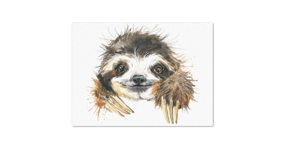 Watercolor Sloth Decoupage Tissue Paper | Zazzle.com