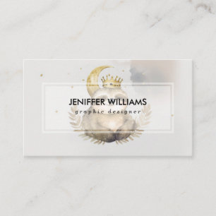 Watercolor Sloth Moon Crown Business Card