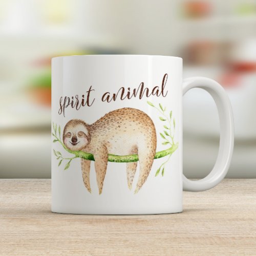 Watercolor Sloth Spirit Animal Coffee Mug