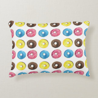 Watercolor small donuts, seamless pattern. accent pillow
