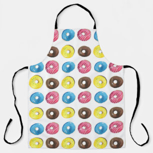 Watercolor small donuts, seamless pattern. apron