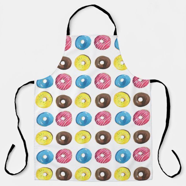 Watercolor small donuts, seamless pattern. apron (Front)