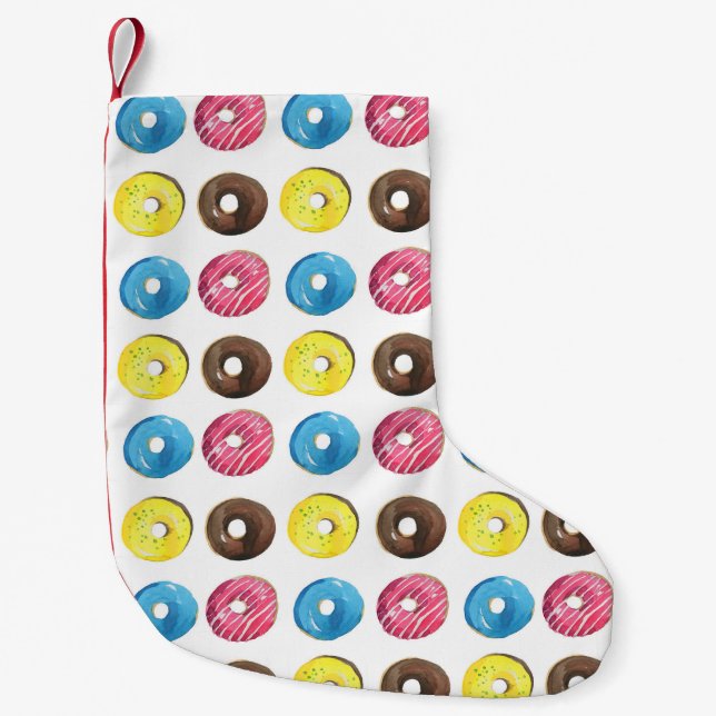 Watercolor small donuts, seamless pattern. christmas stocking (Front)