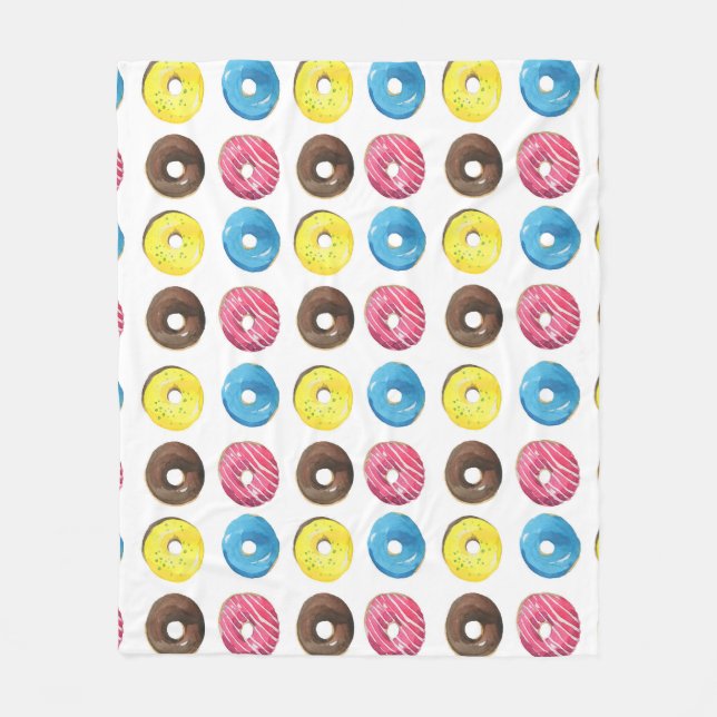 Watercolor small donuts, seamless pattern. fleece blanket (Front)