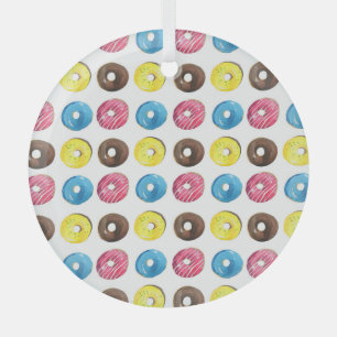 Watercolor small donuts, seamless pattern. glass ornament