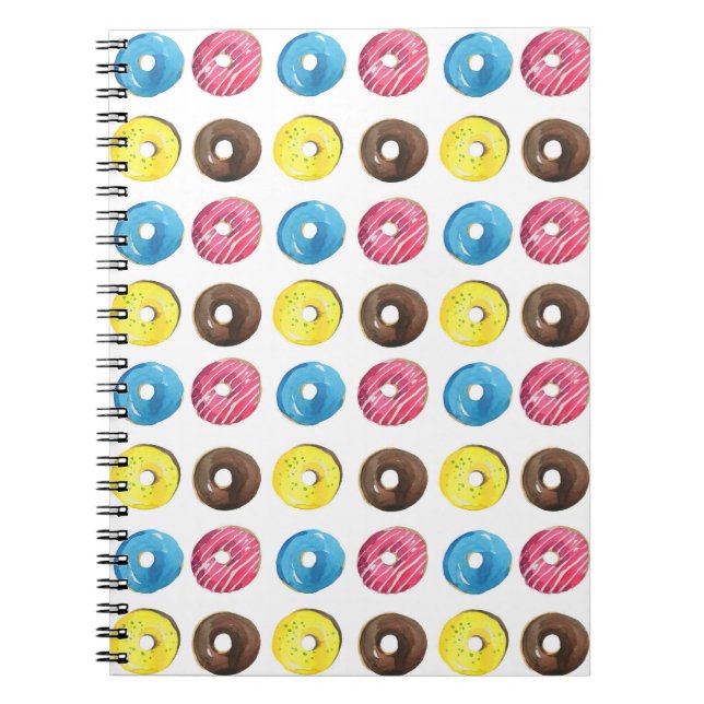 Watercolor small donuts, seamless pattern. notebook (Front)
