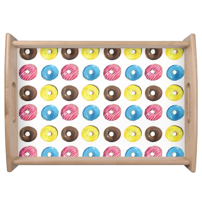Watercolor small donuts, seamless pattern. serving tray (Front)