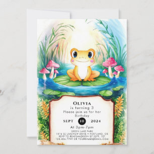 Watercolor Small Frog Birthday Invitation